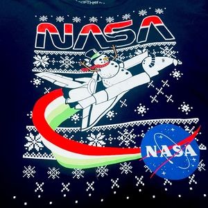 Holiday Snowman NASA T-Shirt Black Snowflake Christmas Adult XL  NWOT